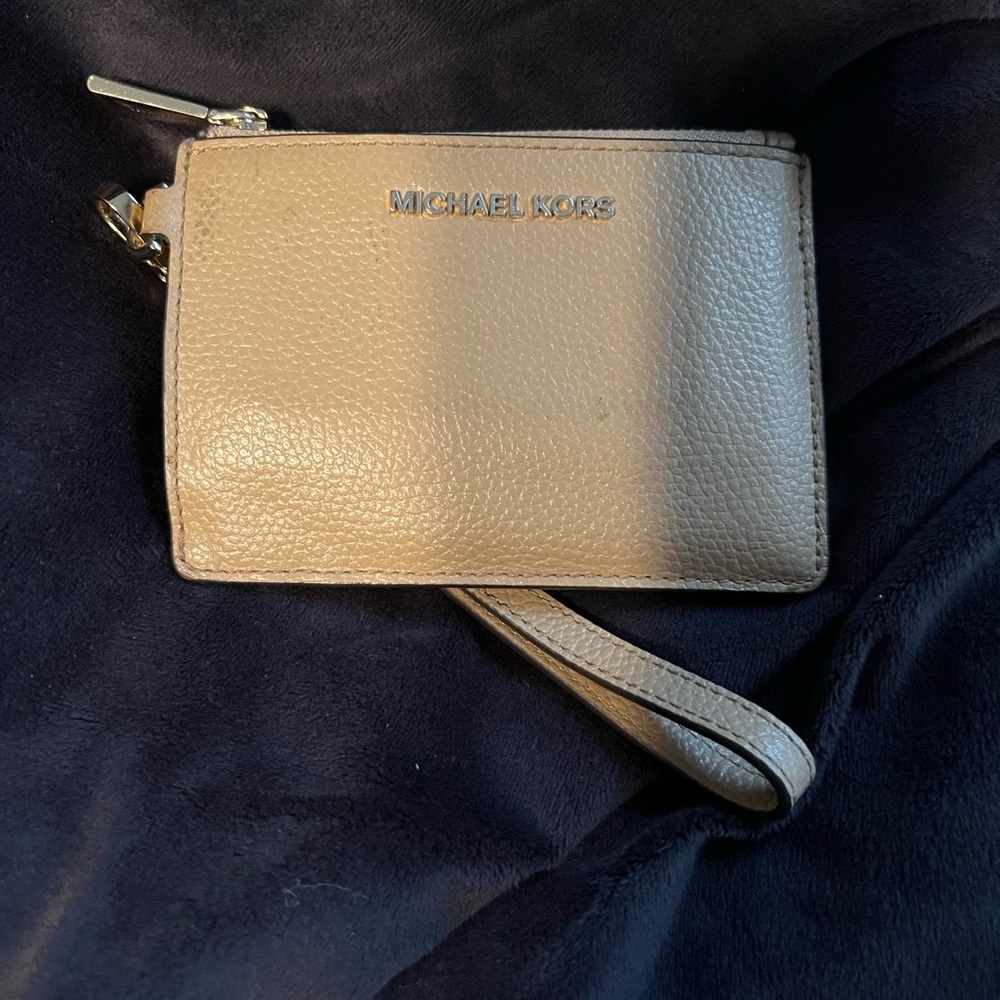 Michael Kors Beige Leather Wristlet